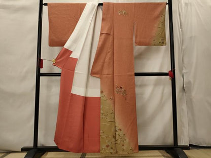 平和屋着物■訪問着　刺繍　地紙花文　金銀彩　金糸　正絹　逸品　AABI8413st