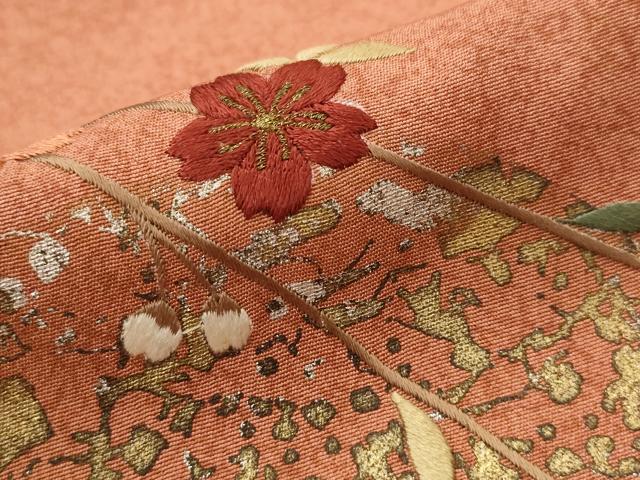 平和屋着物■訪問着　刺繍　地紙花文　金銀彩　金糸　正絹　逸品　AABI8413st