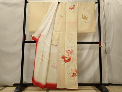 平和屋着物■訪問着　手描き　枝梅文　暈し染め　金彩　正絹　逸品　AABI8414st