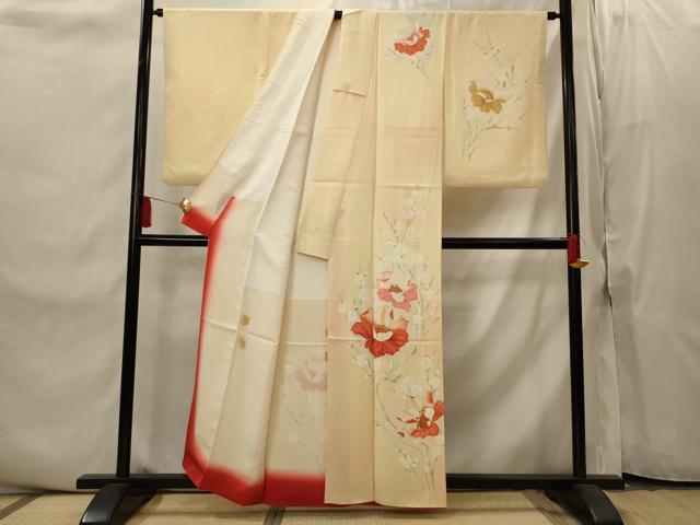 平和屋着物■訪問着　手描き　枝梅文　暈し染め　金彩　正絹　逸品　AABI8414st