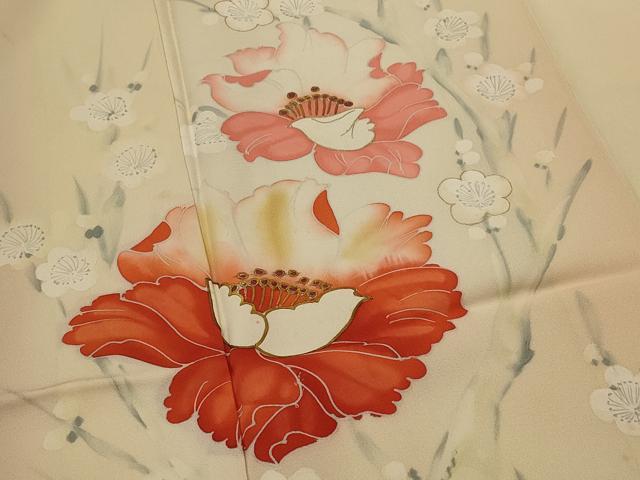 平和屋着物■訪問着　手描き　枝梅文　暈し染め　金彩　正絹　逸品　AABI8414st