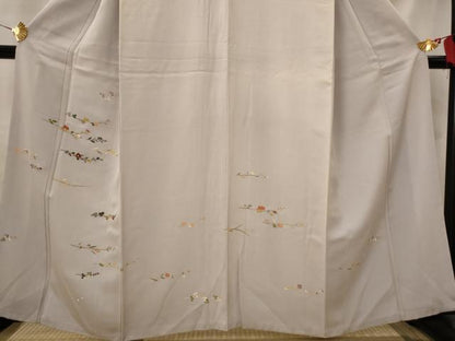 平和屋着物■訪問着　刺繍　舞花文　金糸　金彩　正絹　逸品　AABI8419st