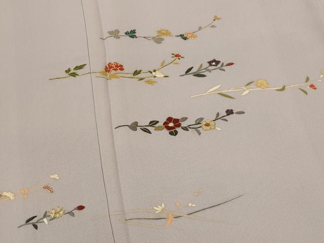 平和屋着物■訪問着　刺繍　舞花文　金糸　金彩　正絹　逸品　AABI8419st