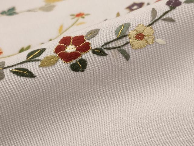 平和屋着物■訪問着　刺繍　舞花文　金糸　金彩　正絹　逸品　AABI8419st