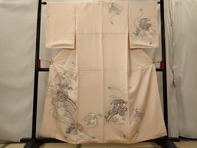 平和屋着物■訪問着　扇花車文　正絹　逸品　AABI8424st