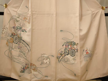 平和屋着物■訪問着　扇花車文　正絹　逸品　AABI8424st