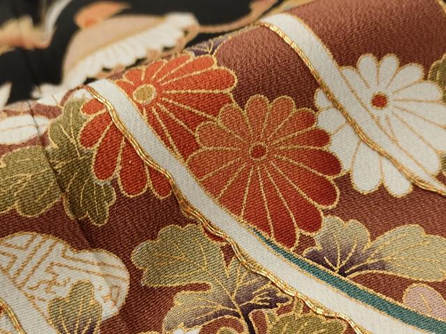 平和屋着物■豪華黒留袖 駒刺繍 几帳花文 金彩 正絹 逸品 AABI8435st