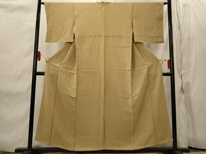 平和屋着物■上質な色無地 文字地紋 黄土色 正絹 逸品 AABI8436st