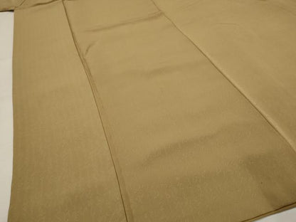平和屋着物■上質な色無地 文字地紋 黄土色 正絹 逸品 AABI8436st