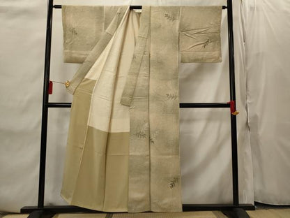 平和屋着物■上質な小紋 手描き 舞葉文 暈し染め 正絹 逸品 AABI8437st