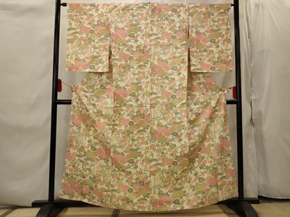平和屋着物■上質な小紋　草花文　正絹　逸品　AABI8438st