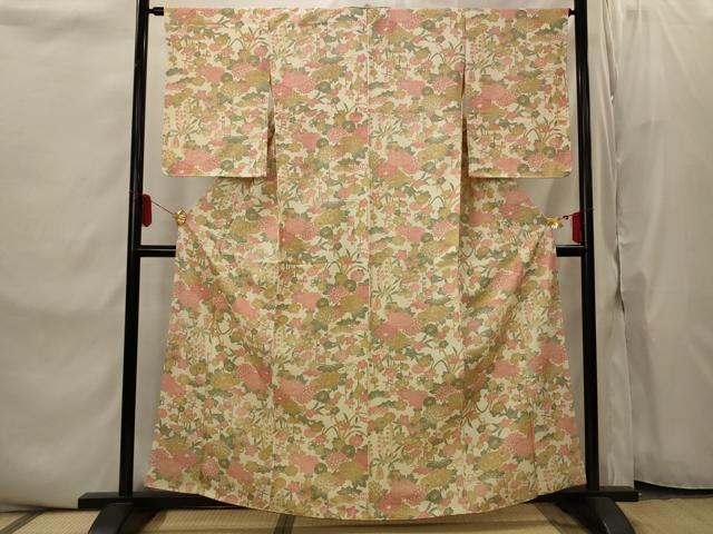 平和屋着物■上質な小紋　草花文　正絹　逸品　AABI8438st