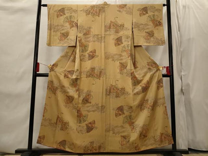 平和屋着物■上質な小紋 扇花文 正絹 逸品 AABI8442st