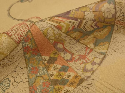 平和屋着物■上質な小紋 扇花文 正絹 逸品 AABI8442st