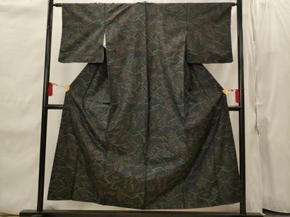 平和屋着物■本場大島紬　遠山文　正絹　逸品　AABI8444st