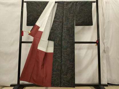 平和屋着物■本場大島紬　遠山文　正絹　逸品　AABI8444st