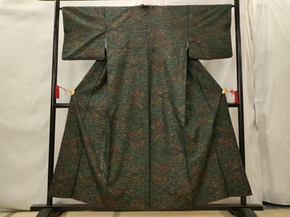 平和屋着物■本場大島紬　流水花文　正絹　逸品　AABI8445st