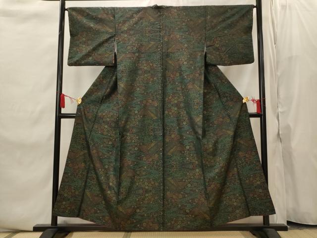平和屋着物■本場大島紬　流水花文　正絹　逸品　AABI8445st