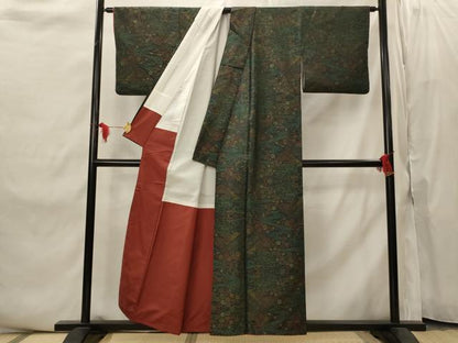 平和屋着物■本場大島紬　流水花文　正絹　逸品　AABI8445st