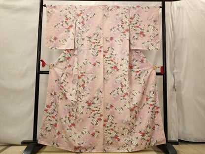 平和屋着物■上質な小紋　草花文　暈し染め　金彩　正絹　逸品　AABI8448st