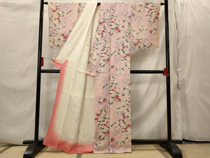 平和屋着物■上質な小紋　草花文　暈し染め　金彩　正絹　逸品　AABI8448st
