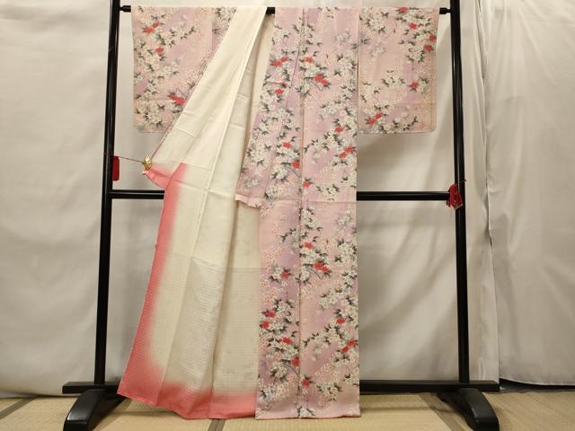 平和屋着物■上質な小紋　草花文　暈し染め　金彩　正絹　逸品　AABI8448st