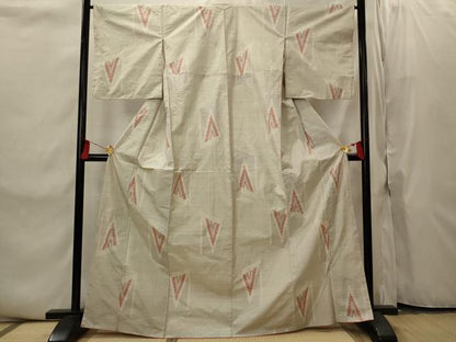 平和屋着物■本場大島紬　白大島　幾何学文様　150亀甲　正絹　逸品　AABI8449st