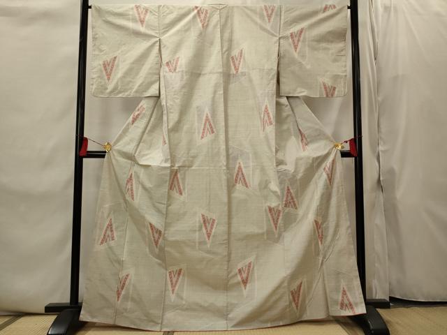 平和屋着物■本場大島紬　白大島　幾何学文様　150亀甲　正絹　逸品　AABI8449st
