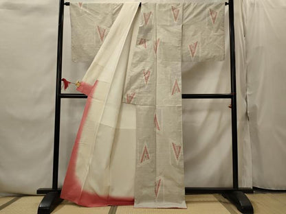 平和屋着物■本場大島紬　白大島　幾何学文様　150亀甲　正絹　逸品　AABI8449st