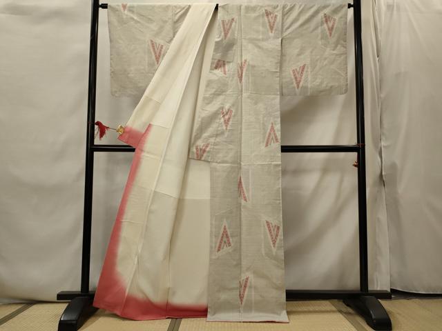 平和屋着物■本場大島紬　白大島　幾何学文様　150亀甲　正絹　逸品　AABI8449st