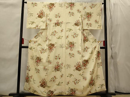 平和屋着物■上質な小紋　花車文　金彩　正絹　逸品　AABI8453st