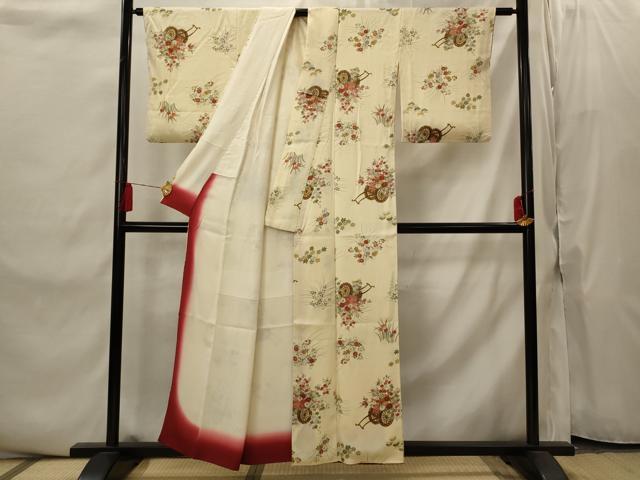 平和屋着物■上質な小紋　花車文　金彩　正絹　逸品　AABI8453st