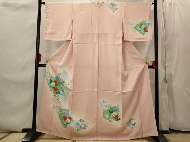 平和屋着物■訪問着　手描き　草花文　暈し染め　正絹　逸品　未使用　AABI8456st