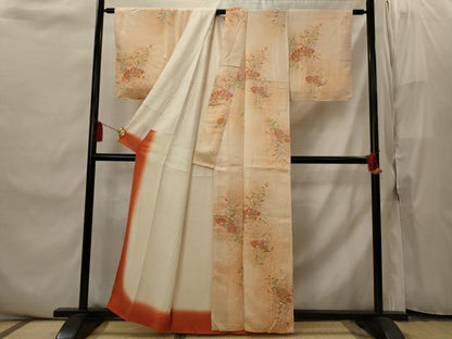 平和屋着物■上質な小紋　扇花文　暈し染め　正絹　逸品　AABI8458st