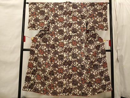 平和屋着物■上質な小紋　花唐草文　正絹　逸品　未使用　AABI8465st