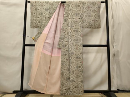 平和屋着物■お召　蜀江花文　正絹　逸品　AABI8469st