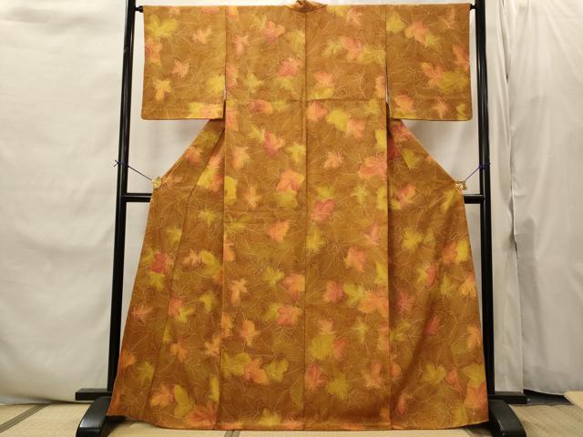 平和屋着物■上質な小紋　葉尽くし　暈し染め　正絹　逸品　AABI8470st