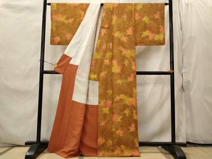 平和屋着物■上質な小紋　葉尽くし　暈し染め　正絹　逸品　AABI8470st