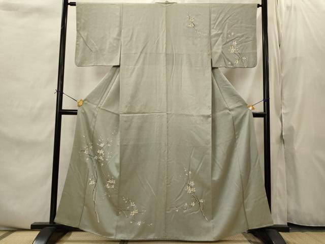 平和屋着物■訪問着　手描き　枝花文　正絹　逸品　AABI8471st