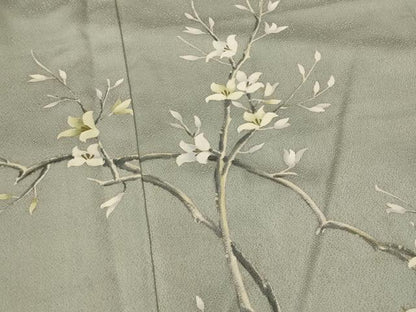 平和屋着物■訪問着　手描き　枝花文　正絹　逸品　AABI8471st