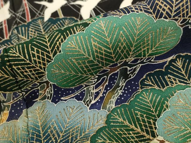 平和屋着物■豪華黒留袖　作家物　飛鶴枝松文　金銀彩　正絹　逸品　AABI8472st