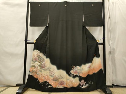 平和屋着物■豪華黒留袖　修学院離宮　暈し染め　金糸　金彩　正絹　逸品　AABI8476st