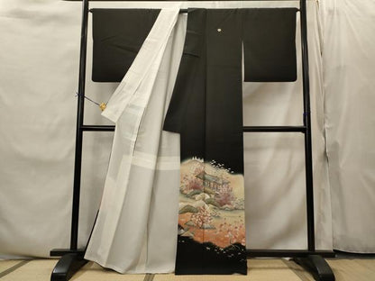 平和屋着物■豪華黒留袖　修学院離宮　暈し染め　金糸　金彩　正絹　逸品　AABI8476st