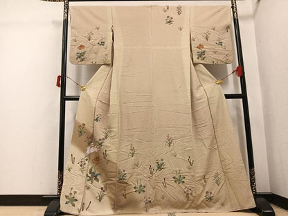 平和屋着物●訪問着　兎草花文　正絹　逸品　AABI8484ph