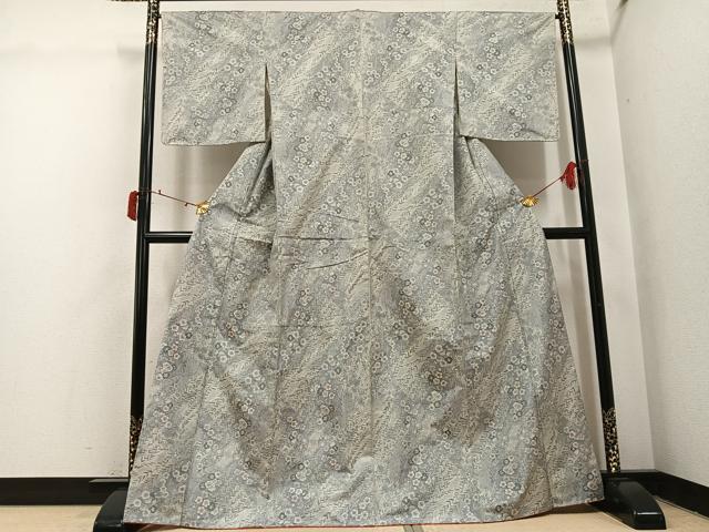平和屋着物●本場大島紬　白大島　一元7マルキ　総絣　梅　正絹　逸品　未使用　AABI8485ph