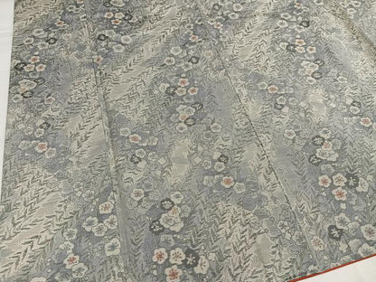 平和屋着物●本場大島紬　白大島　一元7マルキ　総絣　梅　正絹　逸品　未使用　AABI8485ph