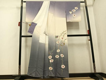 平和屋着物●世界的人形師　辻村寿三郎　ジュサブロー　訪問着　花蝶文　暈し染め　正絹　逸品　AABI8490ph
