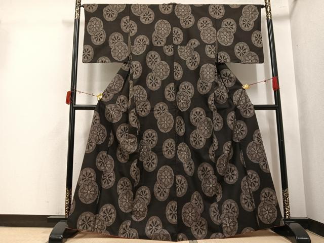 平和屋着物●本場大島紬　地空き　一元絣　源氏車文　正絹　逸品　AABI8491ph