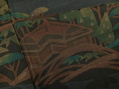 平和屋着物●本場大島紬　訪問着　松竹梅渡り橋風景文　正絹　逸品　AABI8493ph