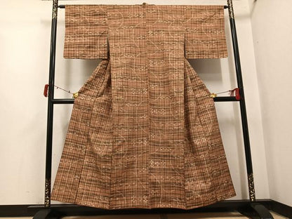 平和屋着物●上質な紬　琉球絣文様　正絹　逸品　AABI8494ph
